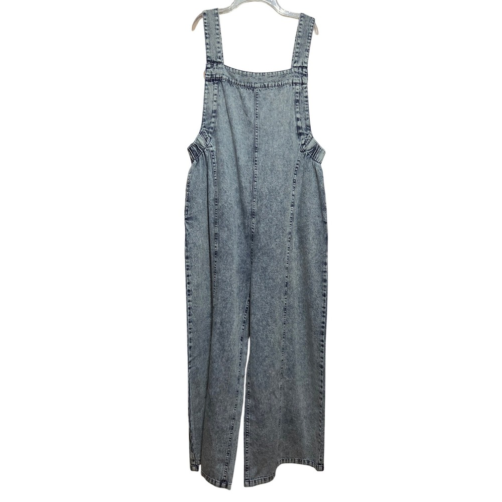 White Birch Black Label Acid Wash Denim Overalls Blue Wide Leg XL Womens